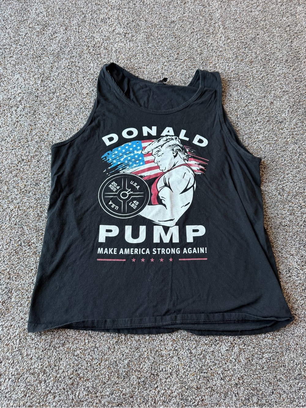 Donald Pump Tank Top XL Funny Political Gym Graphic USA Patriotic Sleeveless